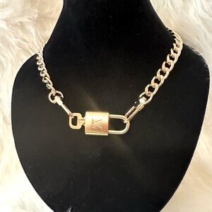 Up-Cycled Louis Vuitton up cycled lock and key with unbranded Necklace 18"